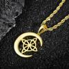 Viking Style Brass Celtic Trinity Knot Moon Pendant Necklace Jewelry