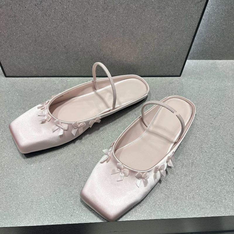 Chengmei Foot Spring New Product Exquisite Niche Design Pink Bow Light Mouth Flat Bottom Cool Slippers 34