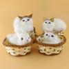 Lovely Simulation Animal Doll Plush Mini Basket Cat Rabbit Dog Kids Xmas Toy