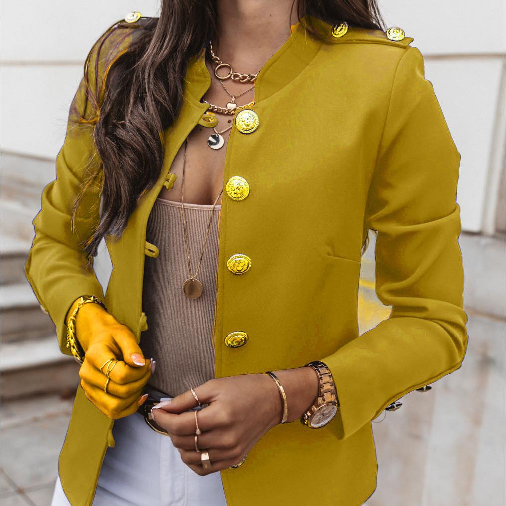 Dámské Bundy Podzimní Vintage Ležérní Pracovní Outwear Dámské Streetwear Chaqueta Dlouhý rukáv Jednobarevné Slim Fit Kabáty