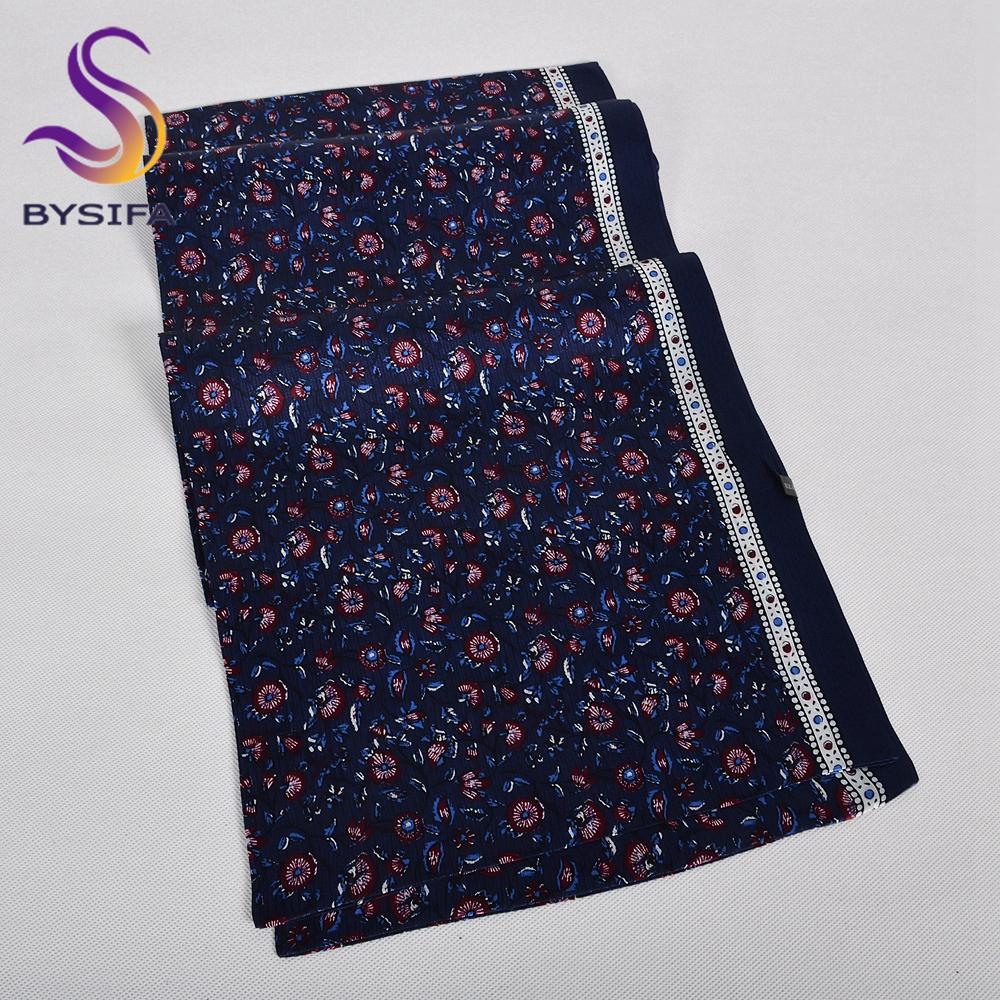 BYSIFA|Blue Red Silk Scarf Cravat Men Winter Fashion Floral 100% Silk Male Long Scarves Cravats Brand Soft Long Scarf 160*26cm