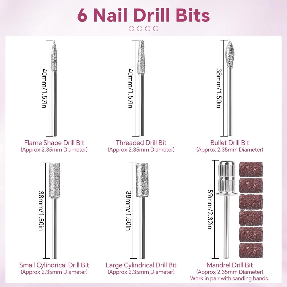 Professional 45000RPM Electric Portable Nail Drill Machine Rechargeable Low Noise Nail Sander File for Manicure Salon Drill Tool