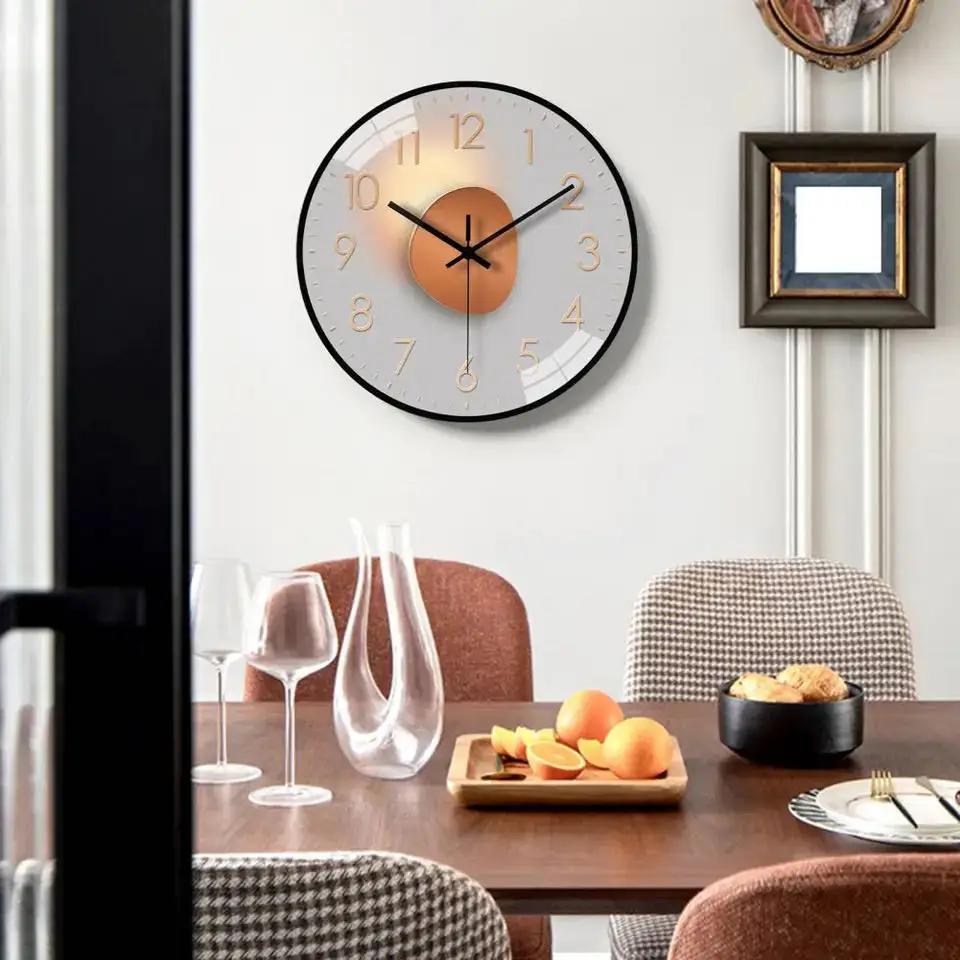 Nordic Style Wall Clock Silent Non-Ticking Battery Operated Wall-mounted Clock Living Room Bedroom Wall Decoratio Study