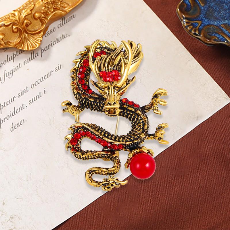 Retro Drip Oil Cartoon Dragon Brooch - Men's Suit Pin Accessory