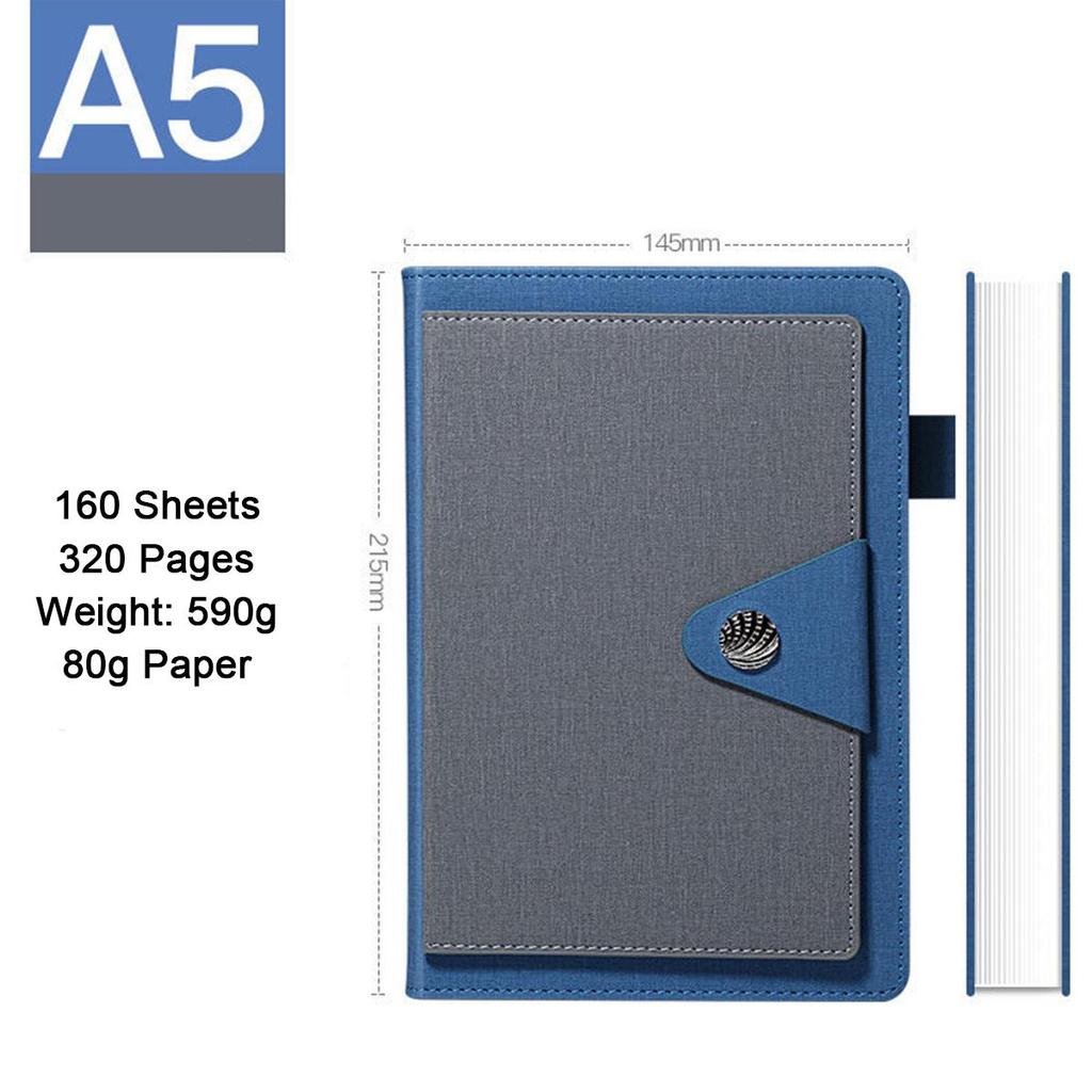 A5 thickened cloth business notebook, student subject notebook, work meeting record book, buckle diary, lined inner pages, 160 sheets, 320 pages
