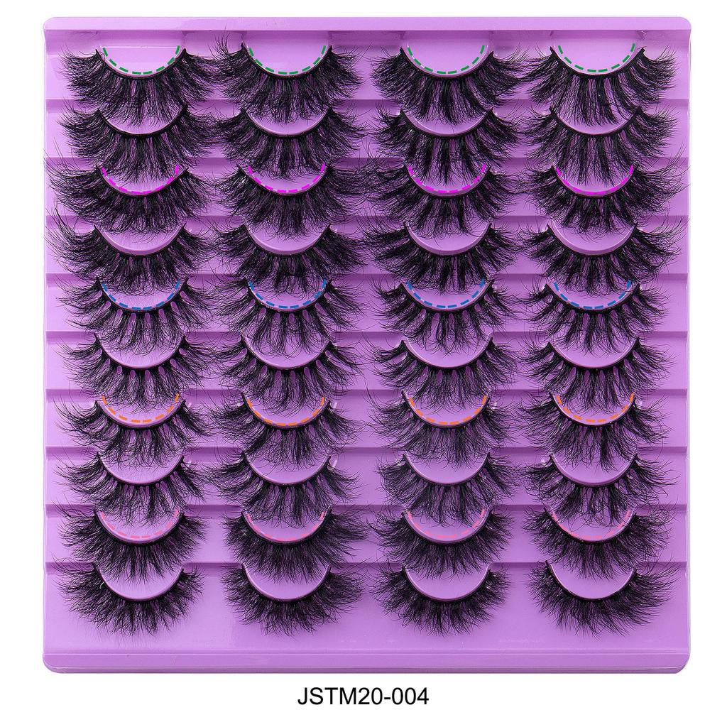 New20Mixed set of false eyelashes, natural one-piece, curled, thick, messy, and voluminous, European and American style