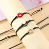 2025  Friendship Card Bracelet Able And Personalized Alloy Oil Drop Sun Moon Star Wax Rope Woven Bracelet 3-Piece Set