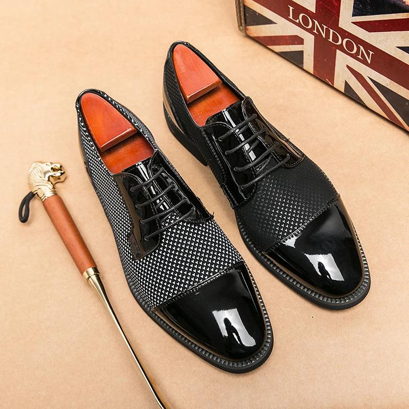 Derby Shoes Men Shoes British Personality Texture PU Stitching Wingtip Lace Fashion Casual Wedding Party Daily Dress Shoes CP348