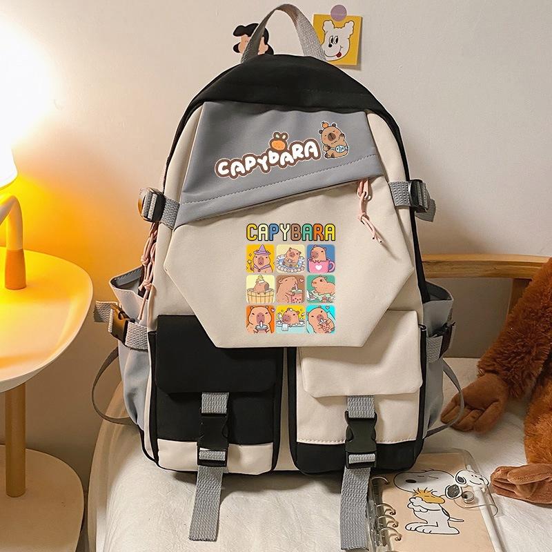 Capybara Cartoon Cute Capybara Youth Large Capacity Backpack Versatile School Bag
