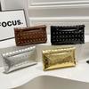 Large Capacity Rivet Envelope Clutch Bag Elegant Solid Metallic Sheen Handbag  Daily