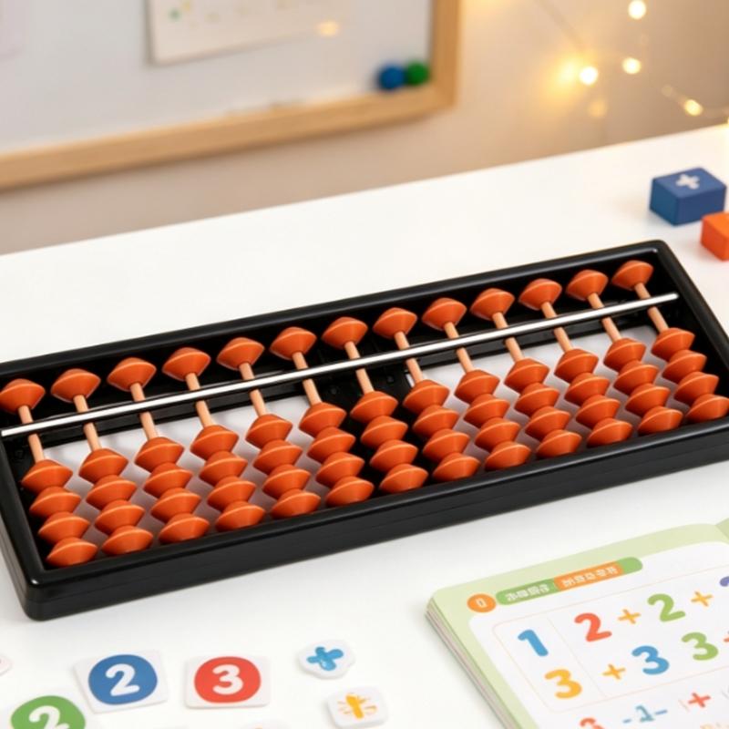 13-Rod Abacus with ABS Plastic Frame and One Upper and Four Lower Beads per Rod for Abacus-Based Math Practice