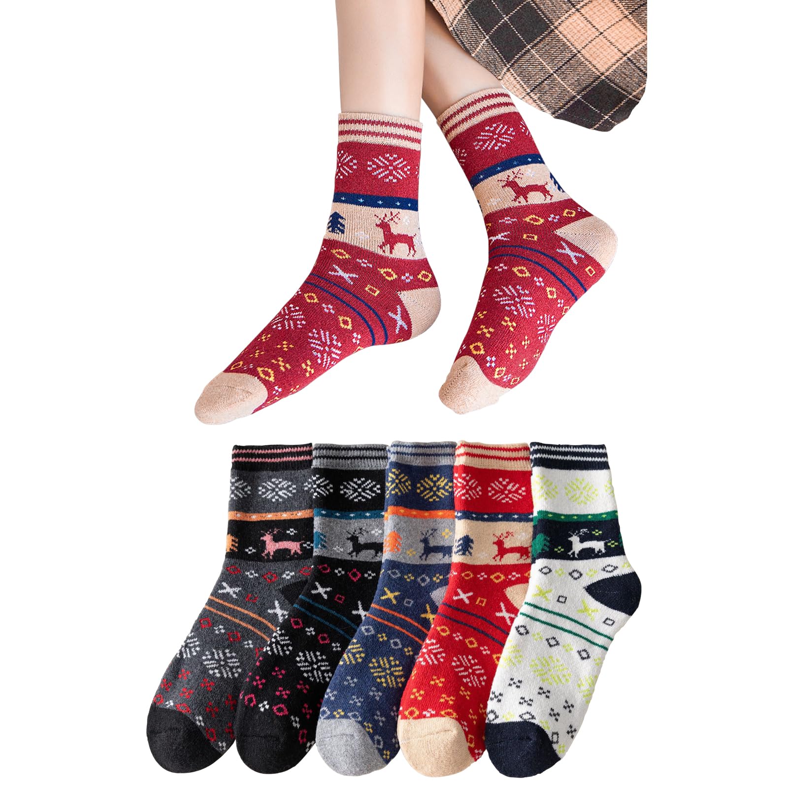 

WindTour Зимние Толстые и Теплые для Осени и и Идеальные для Пеших Прогулок и Спорта Женские Носки, Зимние, Разноцветные, Дышащие, Эластичные, Удобные,