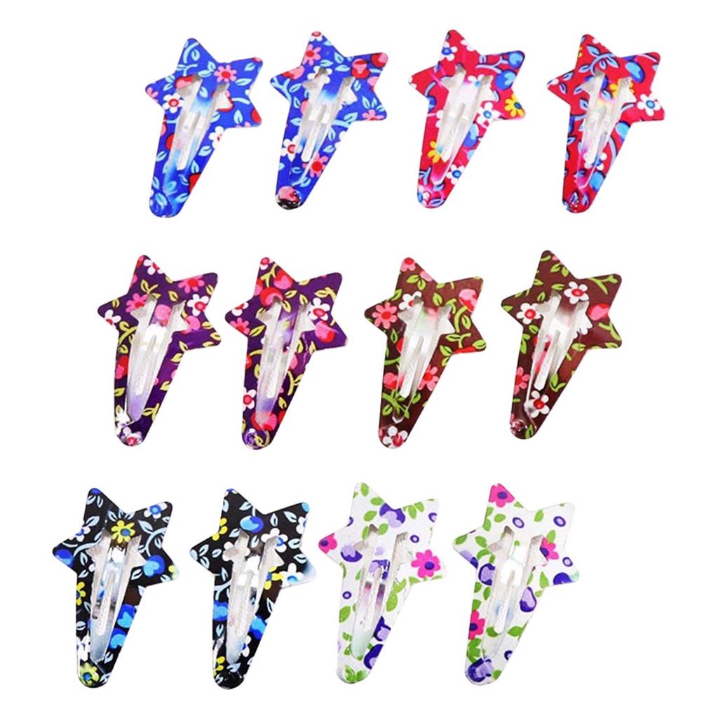 10//12pcs//lot Printing//Geometric Kids Barrettes Cute Girls Hair Clips Accessories