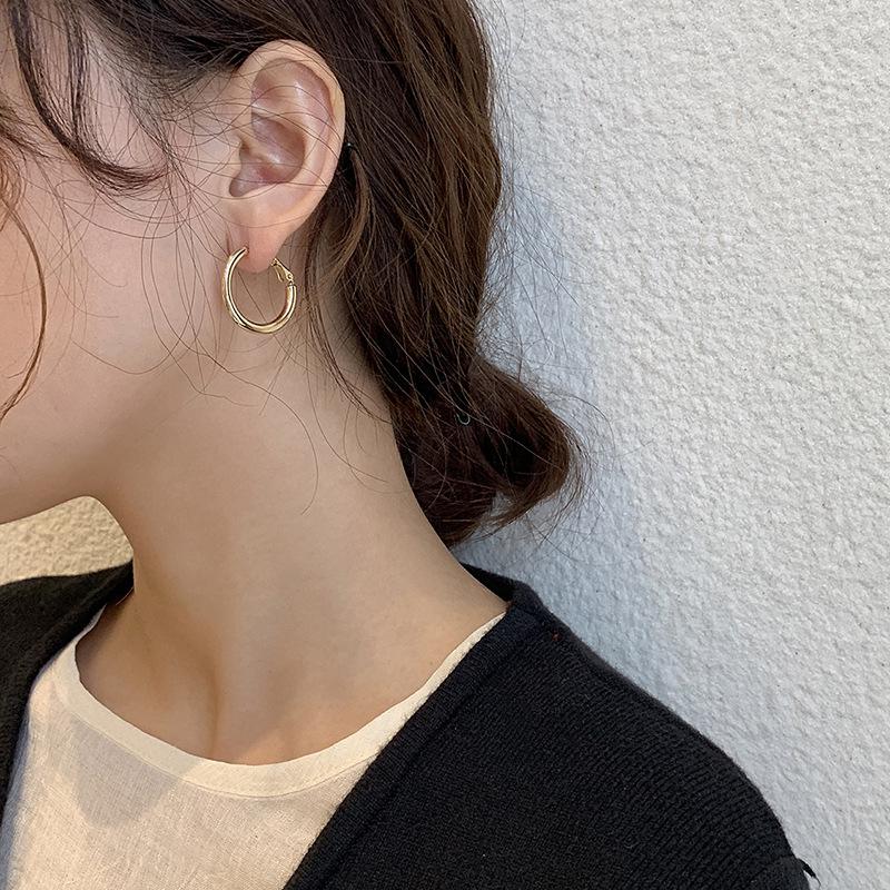 Silver Hoop Earrings: Korean Style, Popular, All-Match, High-End, Celebrity Fashion