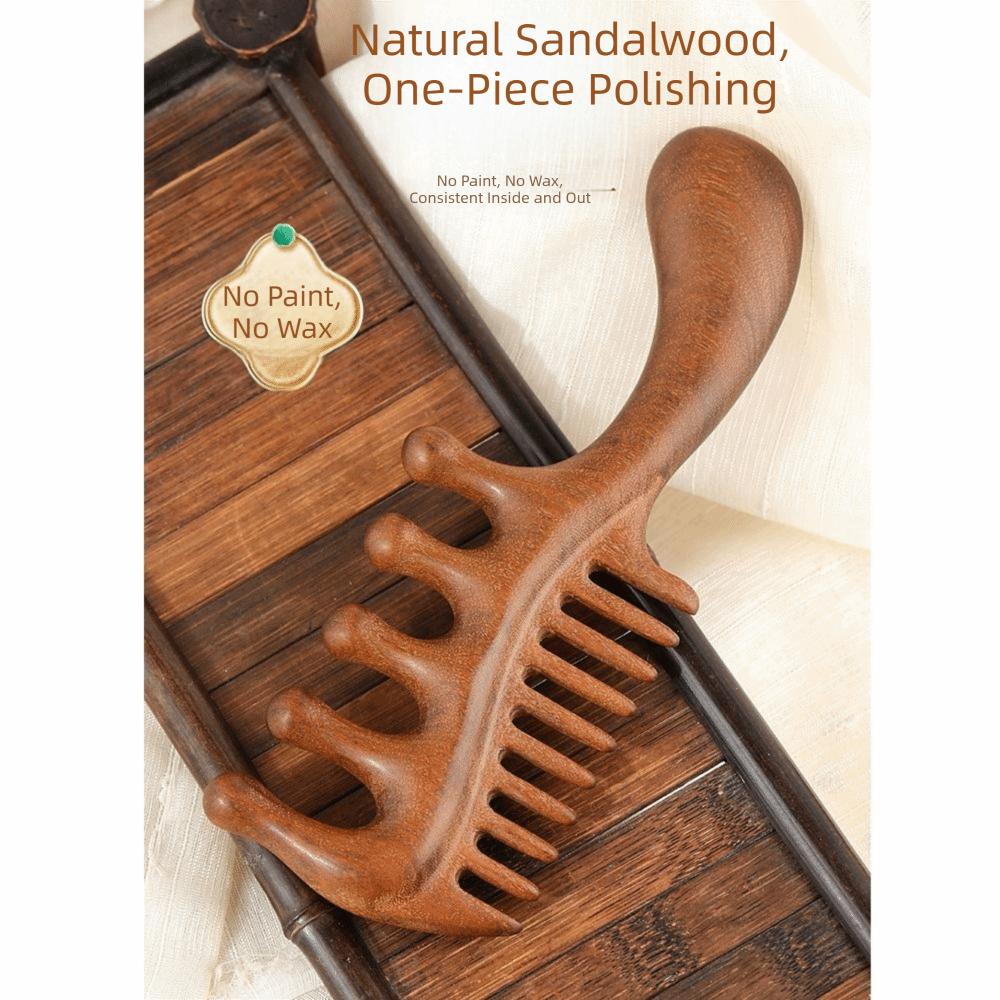 Wide Thick Scalp Massage Comb 2 in 1 Natural Sandalwood Hairbrush  Hairdressing Tool