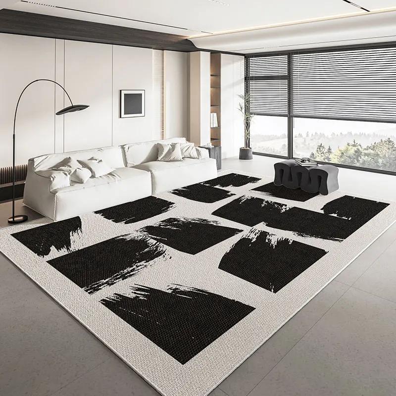 Geometric Decor carpets for living room Black White Light Luxury Rugs Decoration bedroom Non-slip Mat Large Area Rug tapis salon