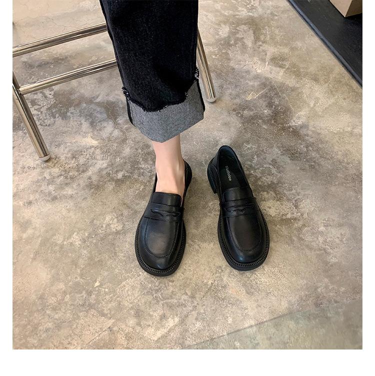 Leather Version Loafers Children's 2025 New Platform Small Leather Shoes Spring and Autumn Thick Heel British Style Shilin Women's Shoes