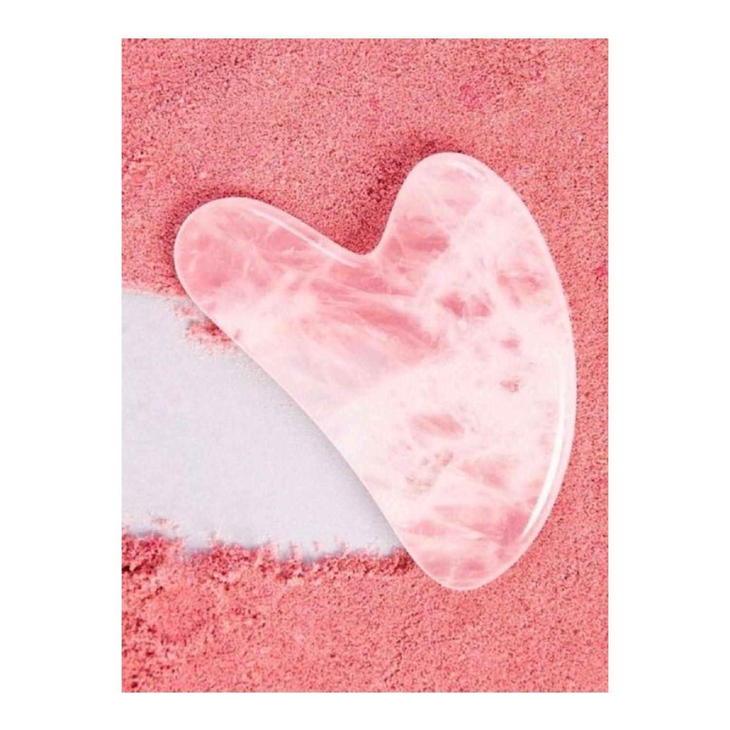 

Pink Quartz Heart Stone Gua Shah Facial Yoga Stone рожевий