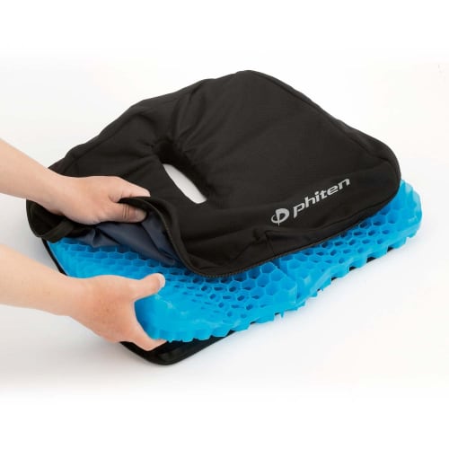 BONFORM Phiten GEL Aqua Titanium Cushion Hip Cushion 43 x 36cm Black Body Pressure Dispersion/Shock Absorption Highly Breathable and Does Not Get Stuf