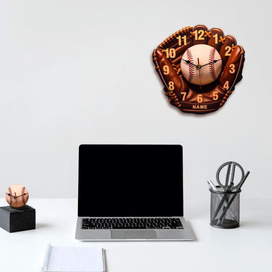 Baseball Glove Wall Clock Decorative Clock with Silent Pointers Living Room Wall