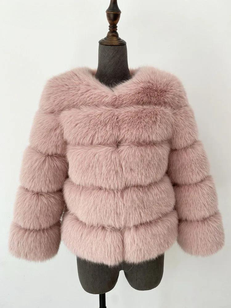 VAYLA Mink Coat Winter Black White Faux Fur Coat Woman Elegant Fluffy Faux Fur Jacket Top Short Fur Coats Woman Clothing