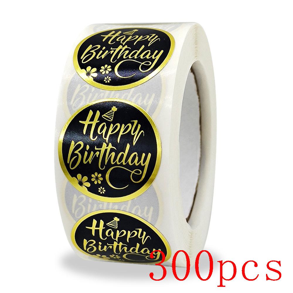 50-500Pcs Round Happy Birthday Stickers For Party Decor Envelope Sealing Label Gift Packing Adhesive Sticker Greeting Card Label