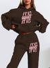 Women's Autumn Letter Print Hooded Sweatshirt Set