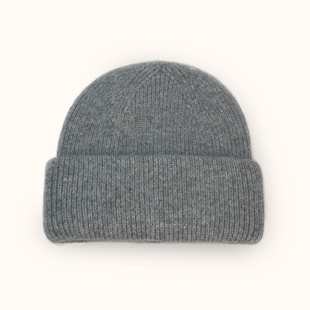 Autumn Winter Fashion Rabbit Hair Knit Hat Double Rolled Brim Warm Cold Hat