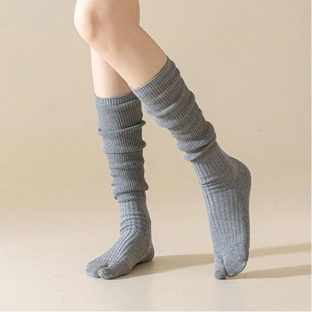 Soft Women's Long Socks Solid Color Two-Toed Sock Comfortable Split Toe Socks Autumn