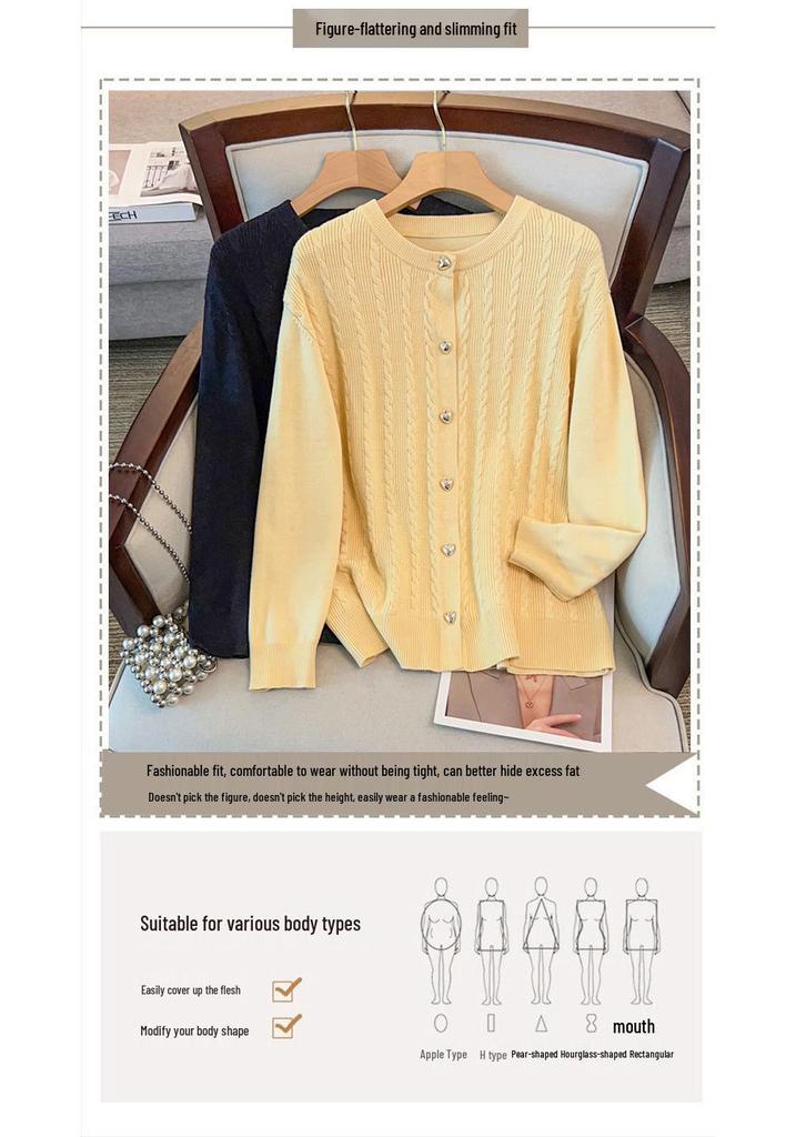 Plus Size Women's Cardigan, Bust 150/160, Loose Knit, 200-350 Jin - Style 8030