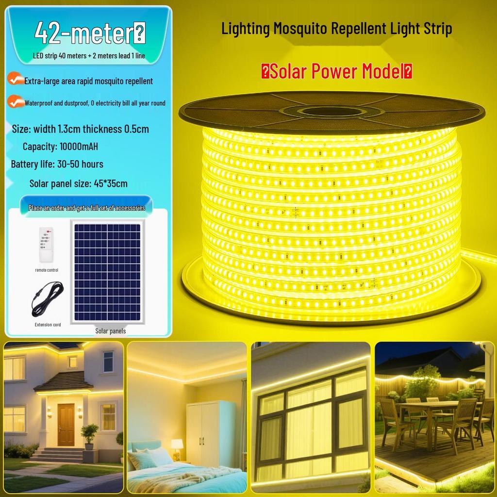 Solar LED Mosquito Repellent Waterproof Outdoor String Lights for Garden Camping Lawn