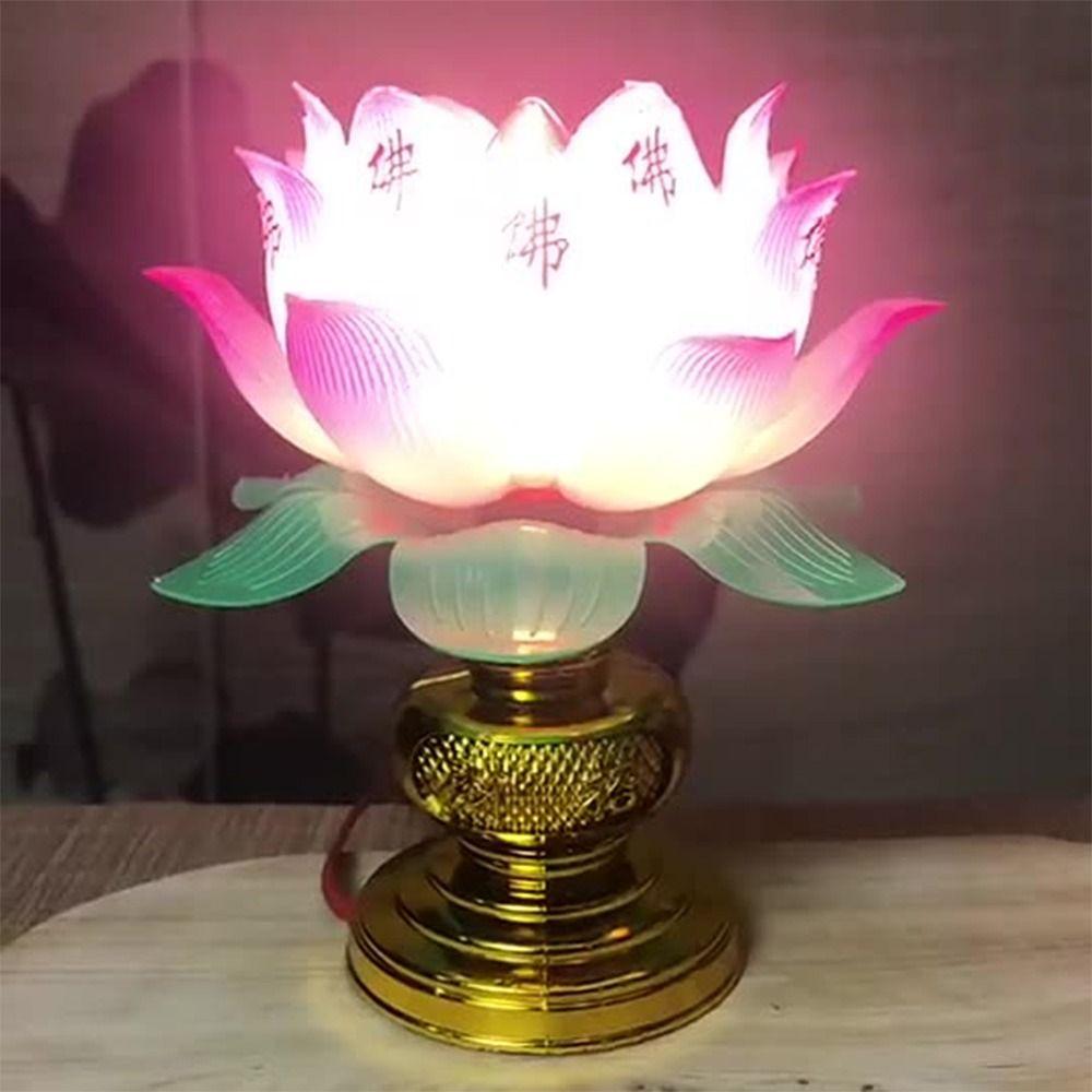 Pink Lotus Lamp Exquisite Temple Decoration Creative Worship Lamp  Worship