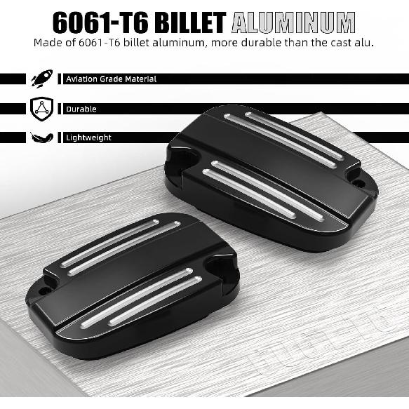 NICECNC Black Left & Right Clutch Brake Reservoir Cover with Rubbers/Gaskets Compatible with Harley Electra Glide Standard FLHT 2019-2020,