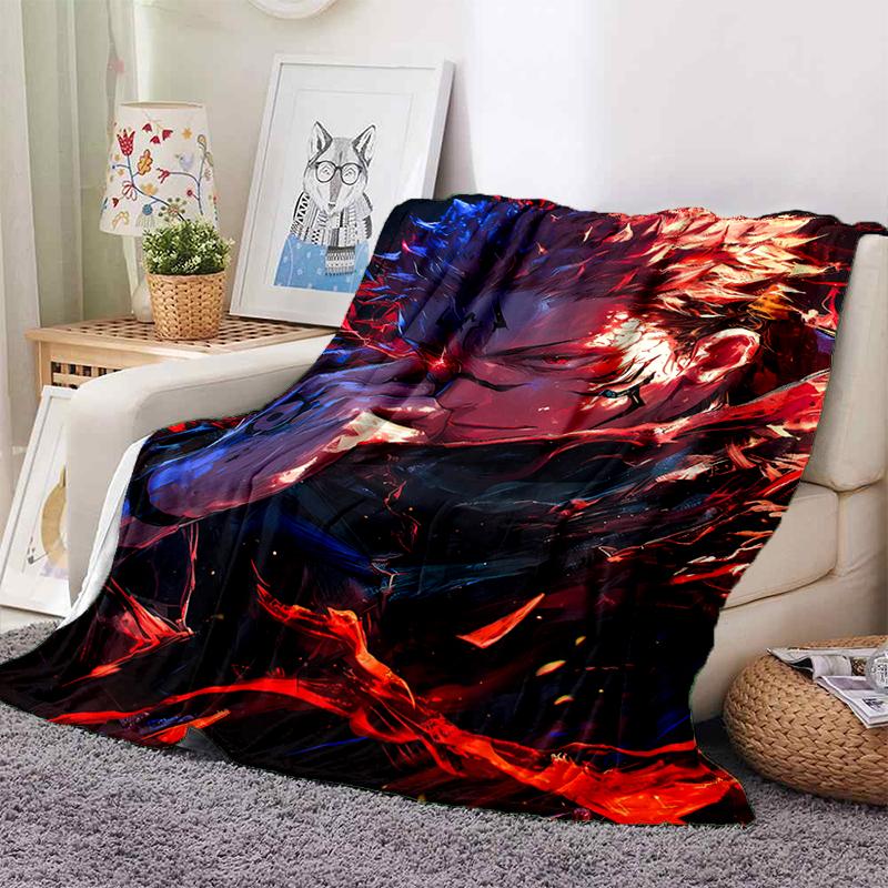 3D Cartoon Jujutsu Kaisen Anime Itadori Yuj Blanket,Soft Throw Blanket for Home Bedroom Bed Sofa Travel Picnic Office Cover Kids