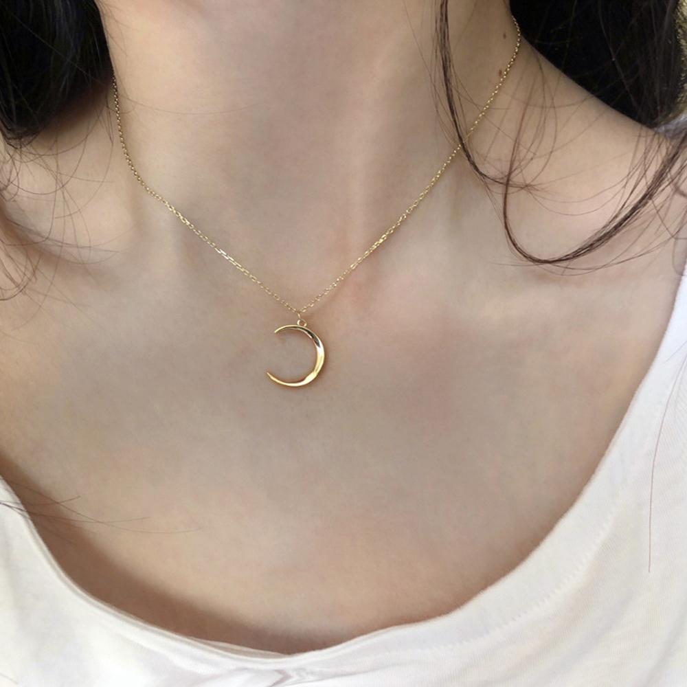SUMENG 2024 New Fashion Sweet Moon Silver Color Jewelry Temperament Crescent Clavicle Chain Pendant Necklaces For Women