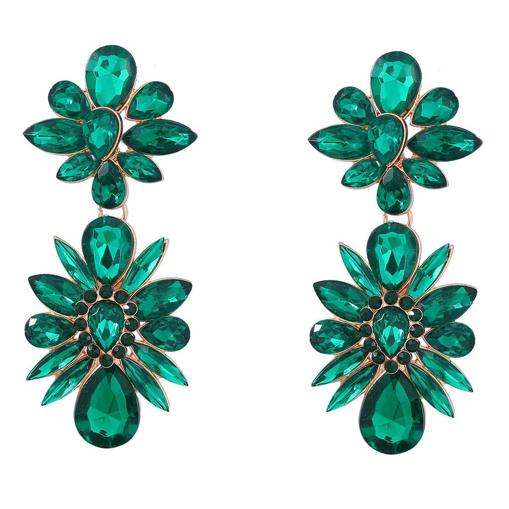 Exaggerated Multi-Layer Diamond Floral Alloy Earrings for Women