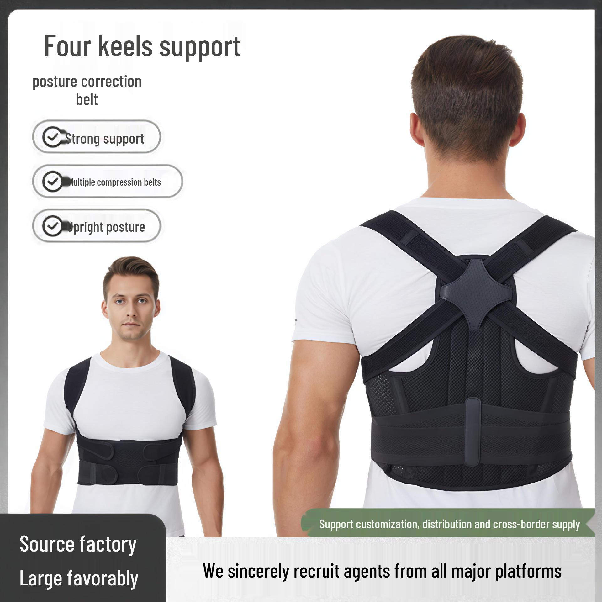 

Unisex Invisible Posture Corrector: Underwear Spine Support Belt for Improved Sitting and Hunchback Correction. Extra Large чёрный