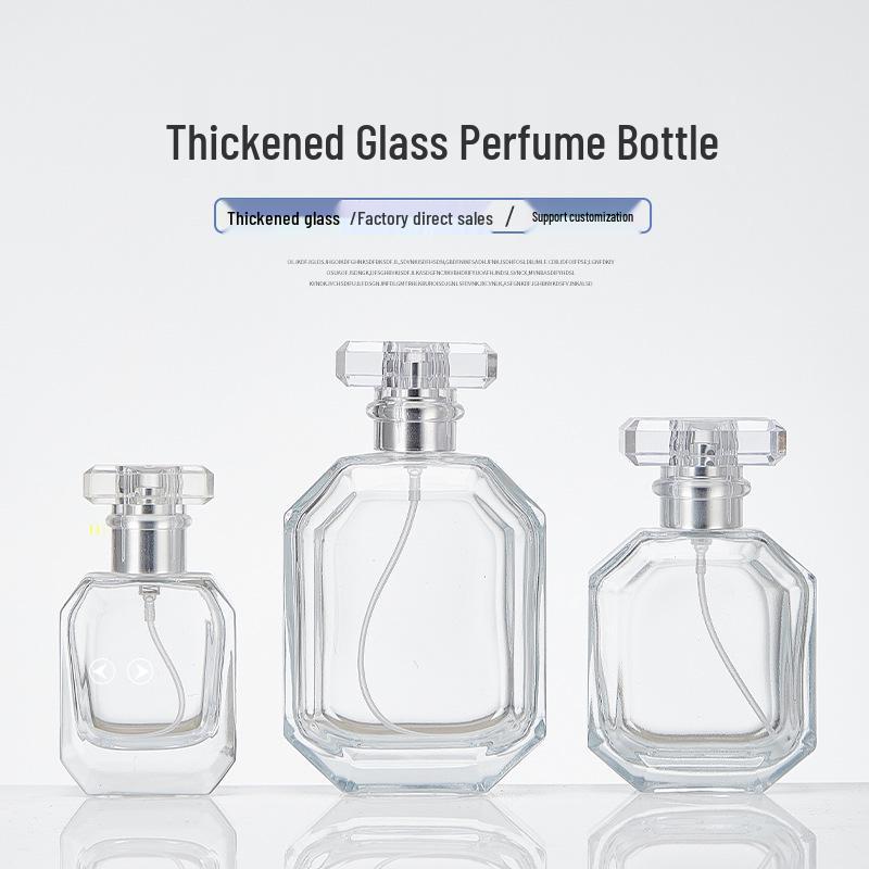 Elegant Transparent Rhombus Perfume Bottle – High-End Glass Spray, Portable for Decanting