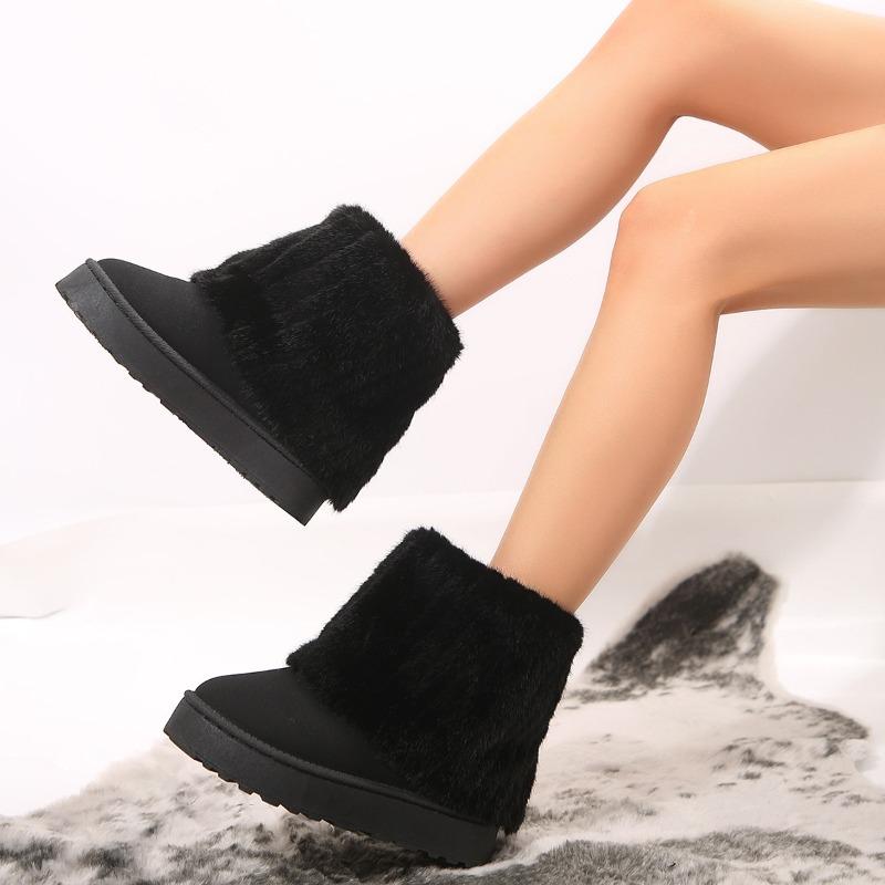 New Thick-soled Round-head Fluffy Trousers and Boots, Shorty Le Casual Versatile Women's Snow Boots