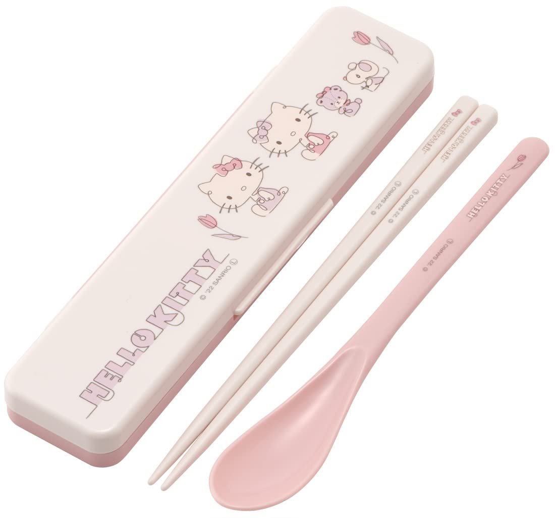 

Набор Skater Combi, палочки для еды, набор ложек Hello Kitty Line Design Sanrio 18 см, антибактериальный, для взрослых, сделано в Японии CCS3SAAG-A