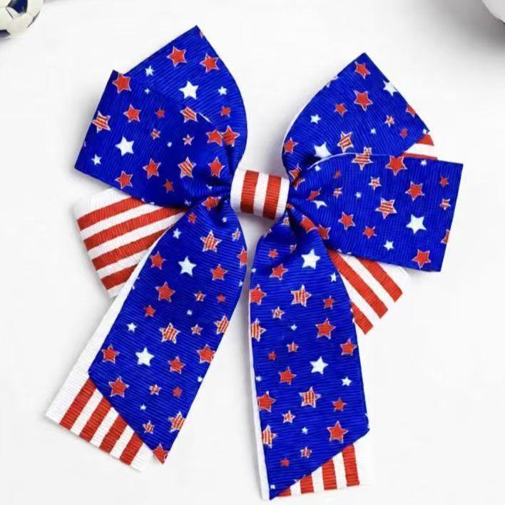 New Football Star Bow Hair Clips - Double Layer Sports Hairpins