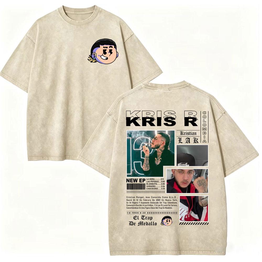 Vintage Washed Rapper Kris R Tshirts Men Women Clothing High Street Fashion Trend T Shirt High Quality Cotton Oversized Tshirt