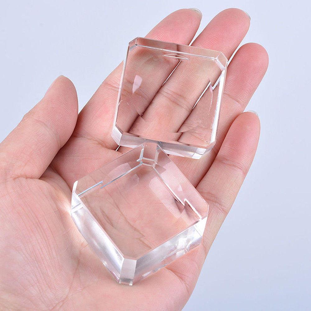 Display Base Stand Holder with Clear Glass Square Dimple Blocks for Crystals