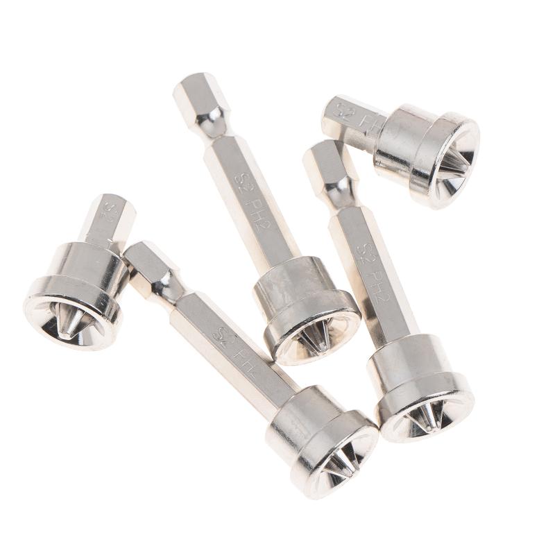 Ensemble de 2 embouts de tournevis Ph2 25 mm + 3 embouts 50 mm pour plaques de plâtre, panneaux de bois, limiteur de profondeur, embouts cruciformes, têtes cruciformes non magnétiques