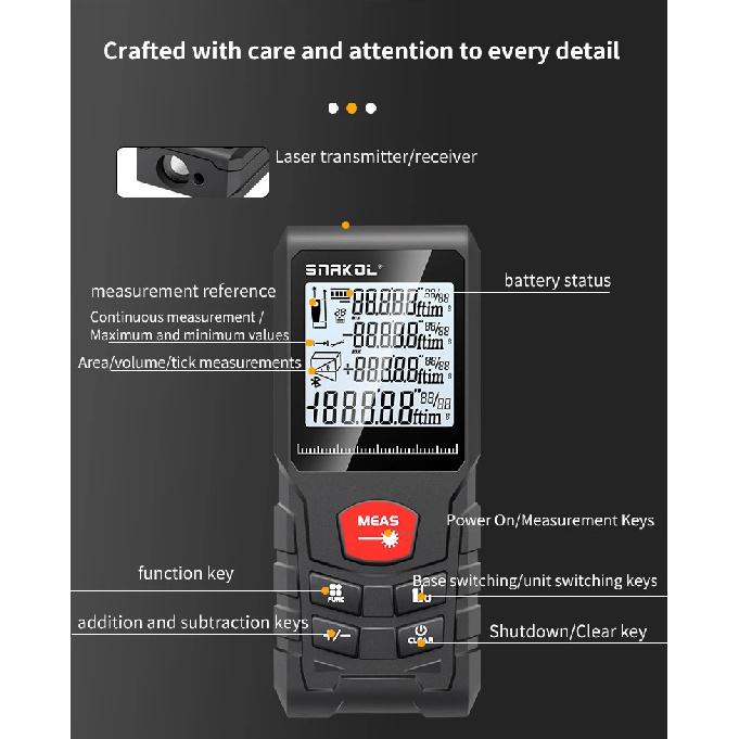 Snakol Laser Distance Meter 50m 70m 100m 120m Rangefinder Digital Range Finder Trena Roulette Ruler Distance Measuring Tape Tool