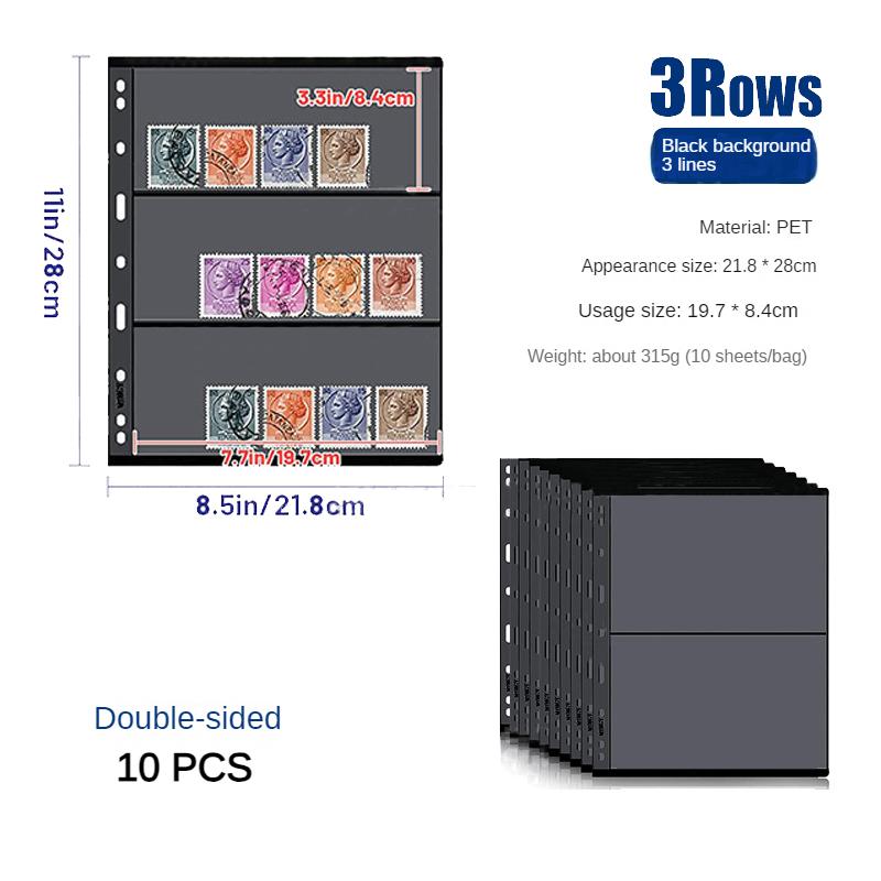 Standard 9-hole Double-sided Black Background Photo Album with Large Capacity for Stamp Collection and Paper Currency Collection