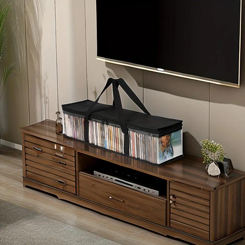 Großer, durchsichtiger Aufbewahrungshalter für DVDs und CDs, Tragetasche mit einfachem Reißverschluss, Organizer, Aufbewahrungstasche für Comicbücher, transparente Sammlung