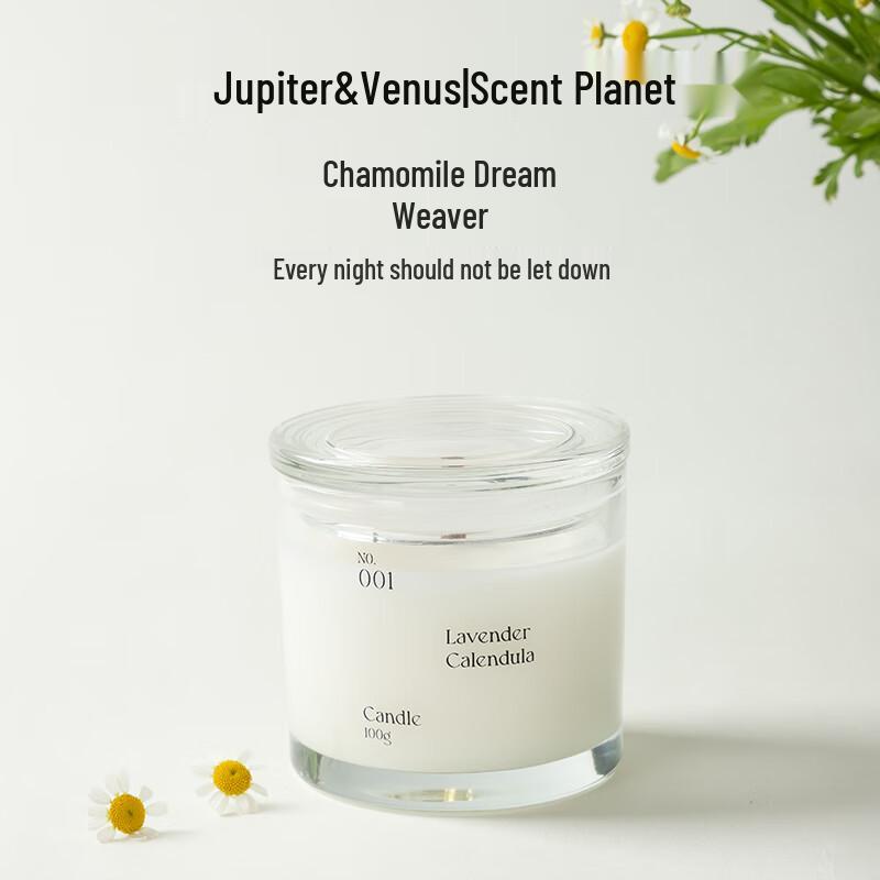 Jupiter & Venus Scented Candle with White Noise