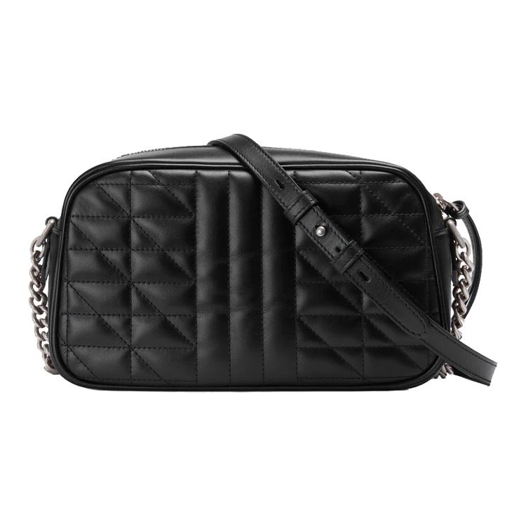 Gucci GG Marmont Series Logo Striped Chevron Quilted Leather Camera Bag Women Shoulder Bag Black 447632-UM8BN-1000