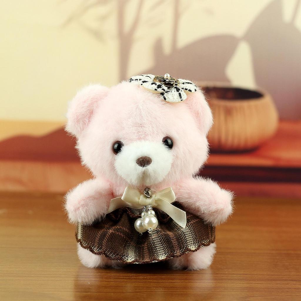 Adorable Celebrity Bear Plush Pendant with Bow Tie Keychain
